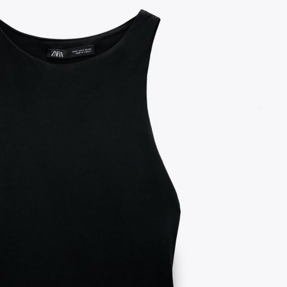 Zara Halter Bodysuit Top M High Neck Snap Buttons Sleeveless Black Blogger's Fav - Picture 12 of 16